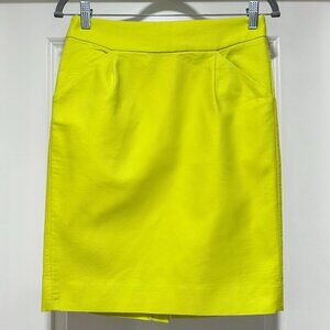 Jcrew Factory Cotton Pencil Skirt Bright Yellow Size 2